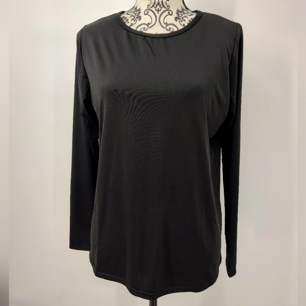 Real Essentials Black Long Sleeve Dry Fit Top Women's Medium